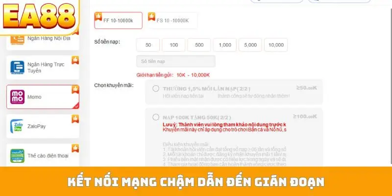 Kết nối mạng chậm dẫn đến gián đoạn